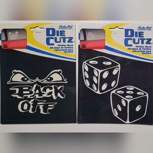2 Vinyl Decal for Window Back Off & Dice